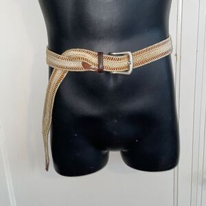 Torino cream‎ & brown woven cord belt